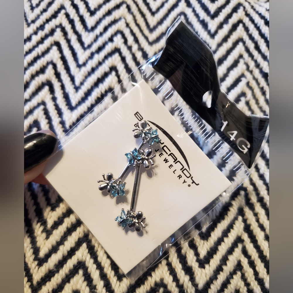 BODYCANDY 🦋 Blue & Silver Butterflies 14G